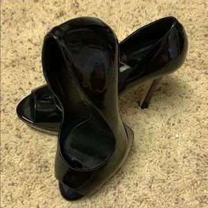 Black BCBG open toe 6 inch heel